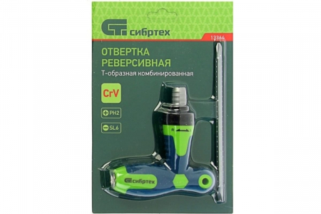 Реверсивная отвертка СИБРТЕХ Т-образная PH2/SL6 13364